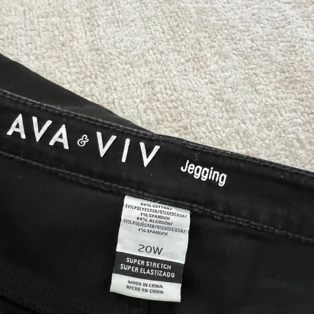 NWT Ava & Viv Super Stretch Jeggings Skinny Jeans 20W Black Boho - Picture 2 of 11